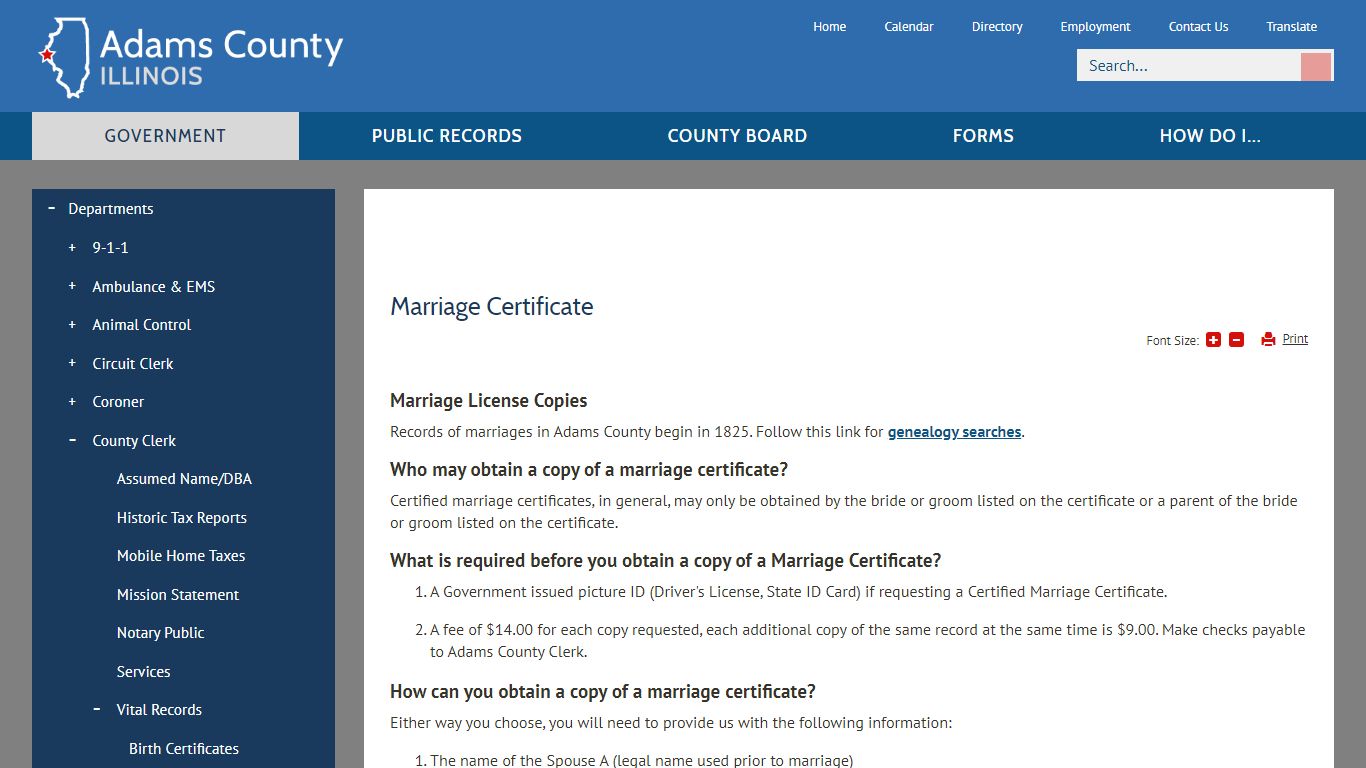 Marriage Certificate | Adams County, IL