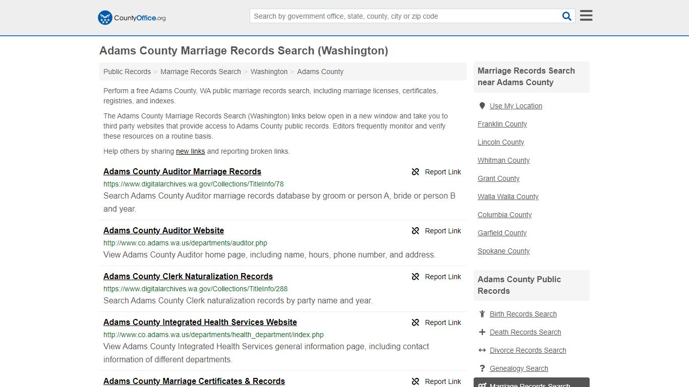 Marriage Records Search - Adams County, WA (Marriage ...