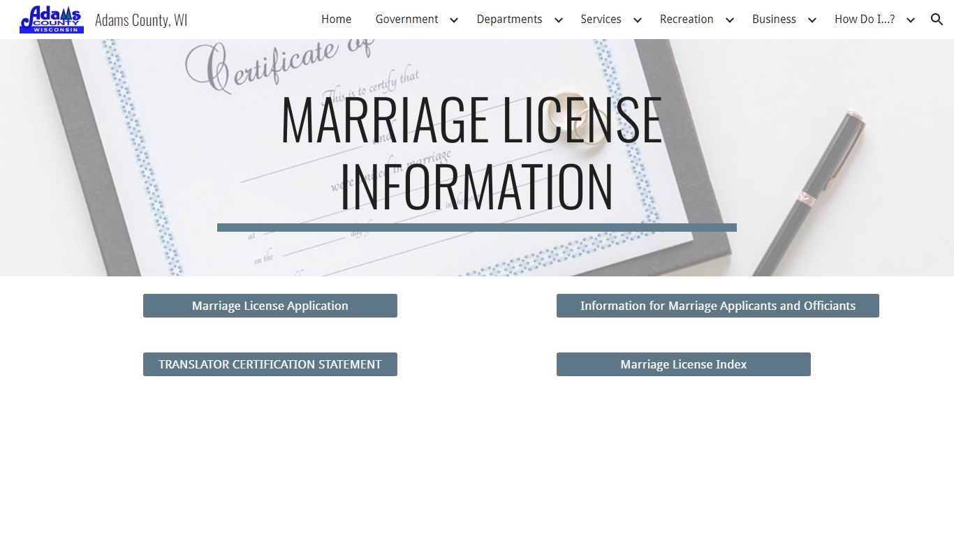 Adams County, WI - Marriage License Information